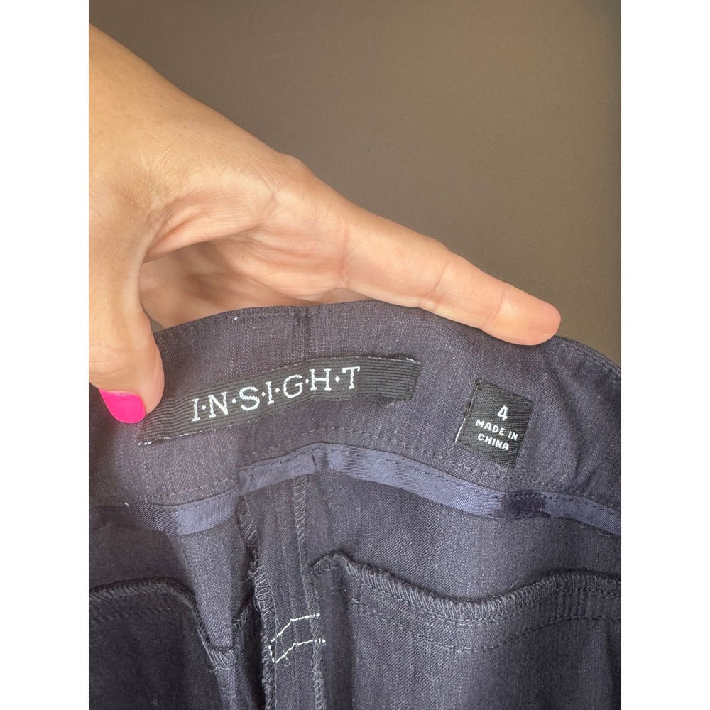 Insight New York Womens Navy Linen Blend Pant Suit Set Contrast Stitch Size 4 - Picture 7 of 9